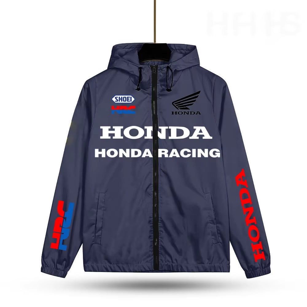 Men'S Autumn  Outdoor Racing Motorcycle Jacket with Hood - Casual Business Full-Zip Coat