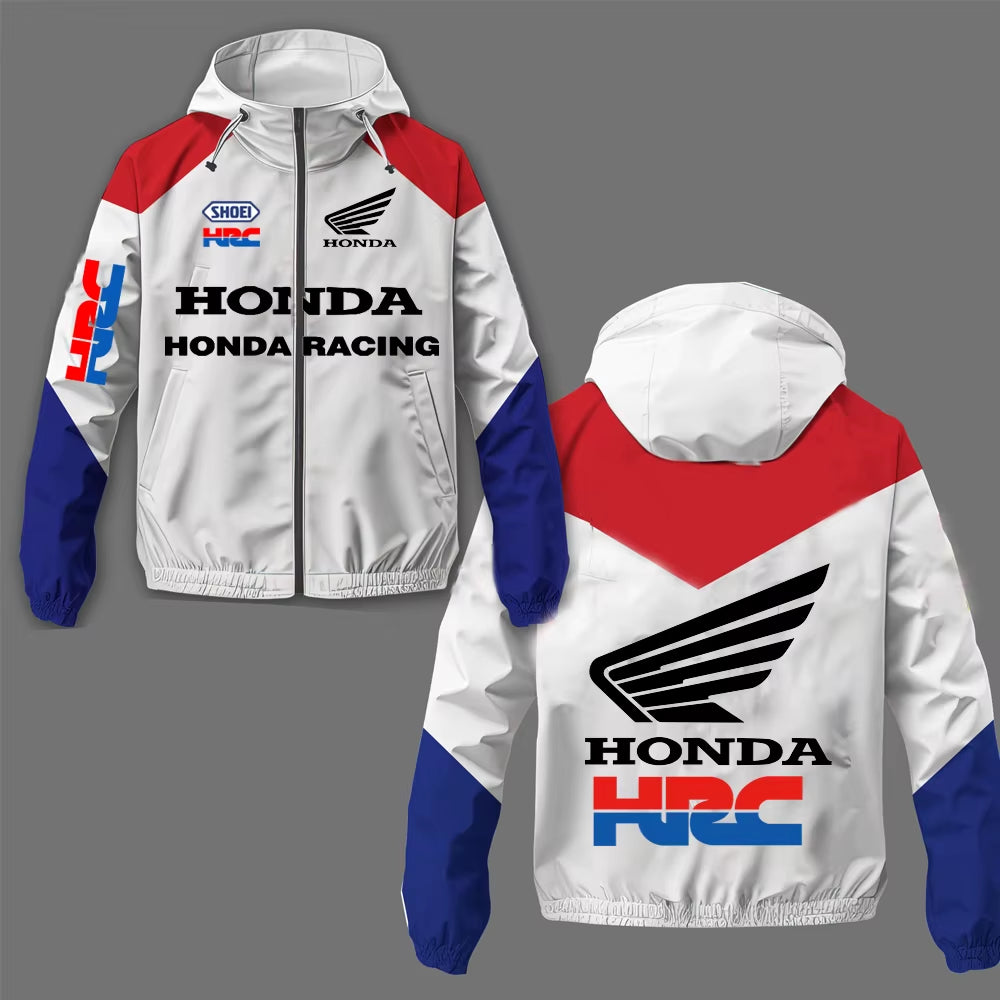 Men'S Autumn  Outdoor Racing Motorcycle Jacket with Hood - Casual Business Full-Zip Coat